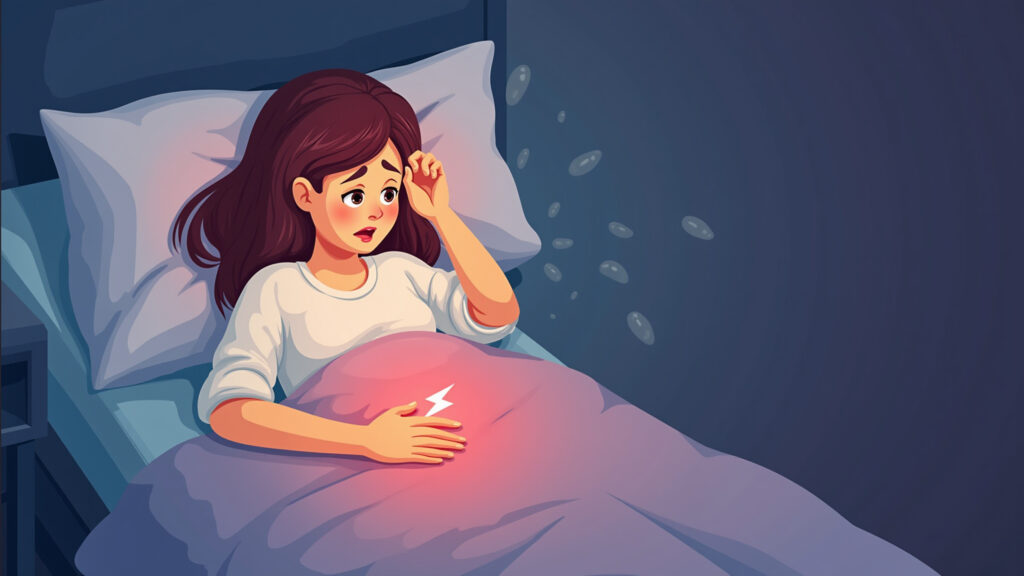 Ilustração dos efeitos da falta de estrogênio no corpo durante a menopausa.