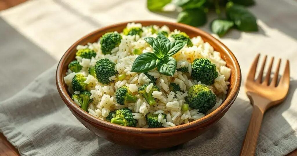 como fazer arroz com brócolis