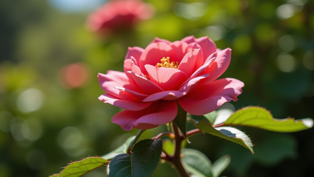 Rosa do Deserto florescendo sob a luz do sol.