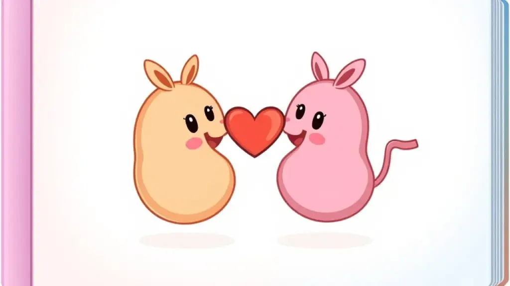 Illustration of two vowels joining together with a heart symbol, representing a ditongo, cartoon Ilustração de duas vogais se unindo com um coração, representando um ditongo.
