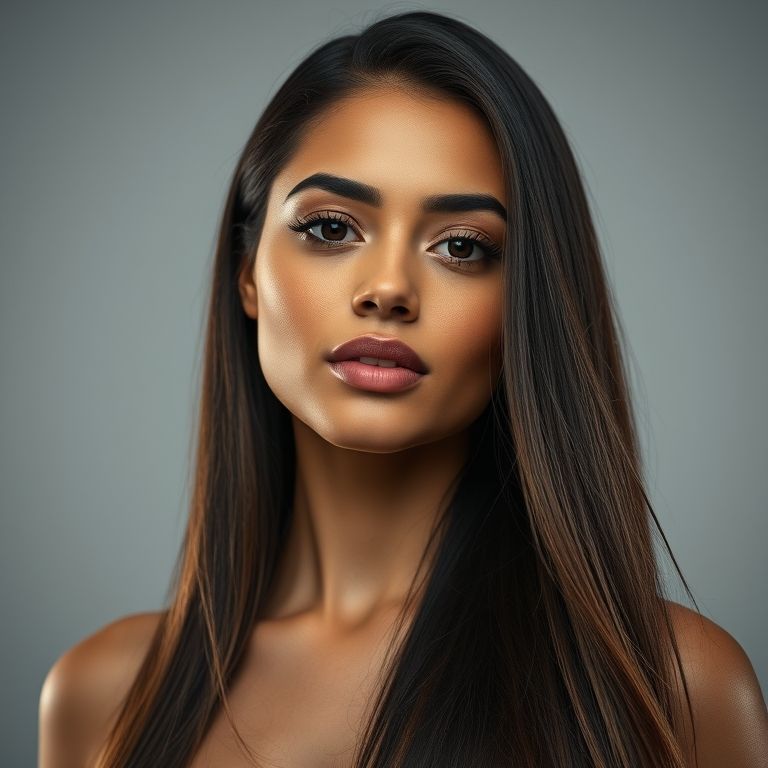 Cabelo liso com volume na raiz para rosto coração.