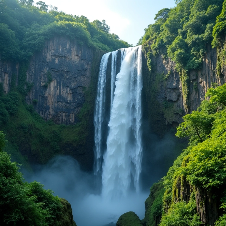 Fotos de Cachoeira: As Mais Belas Cachoeira exuberante com vegetação densa e cores vibrantes no Brasil.