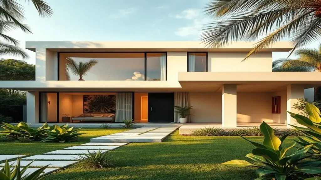 Casa moderna brasileira com design minimalista e integração com a natureza.