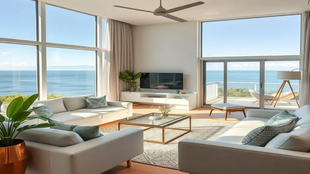 Interior de apartamento moderno em Balneário Camboriú, ideal para aluguel.