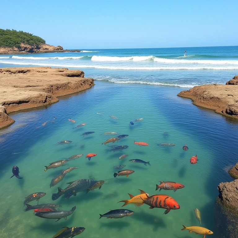 Piscinas naturais de Porto de Galinhas repletas de peixes coloridos.