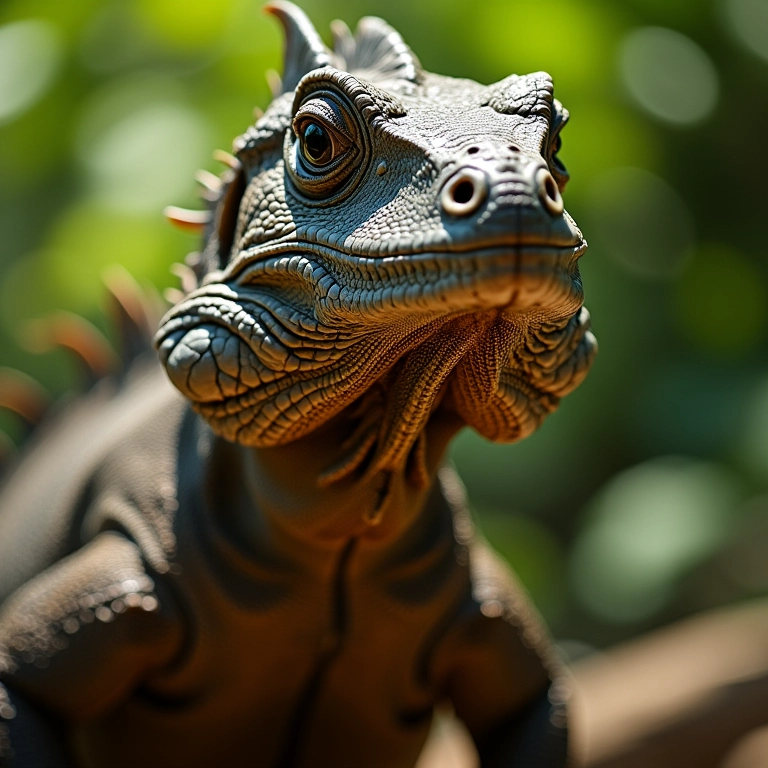 Dragão de Komodo: O Maior Lagarto do Mundo Retrato de um imponente dragão de Komodo em seu habitat natural.