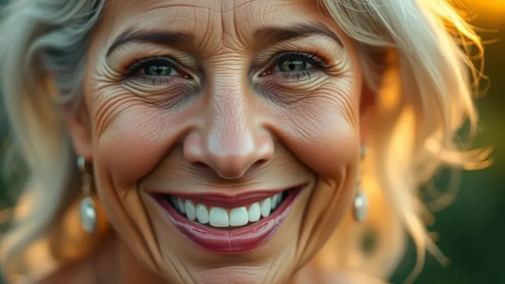 Rir Causa Rugas? Desvendando os 5 Principais Mitos e Verdades Sobre o Envelhecimento da Pele Mulher brasileira madura sorrindo, rugas de expressão, pele natural e radiante.