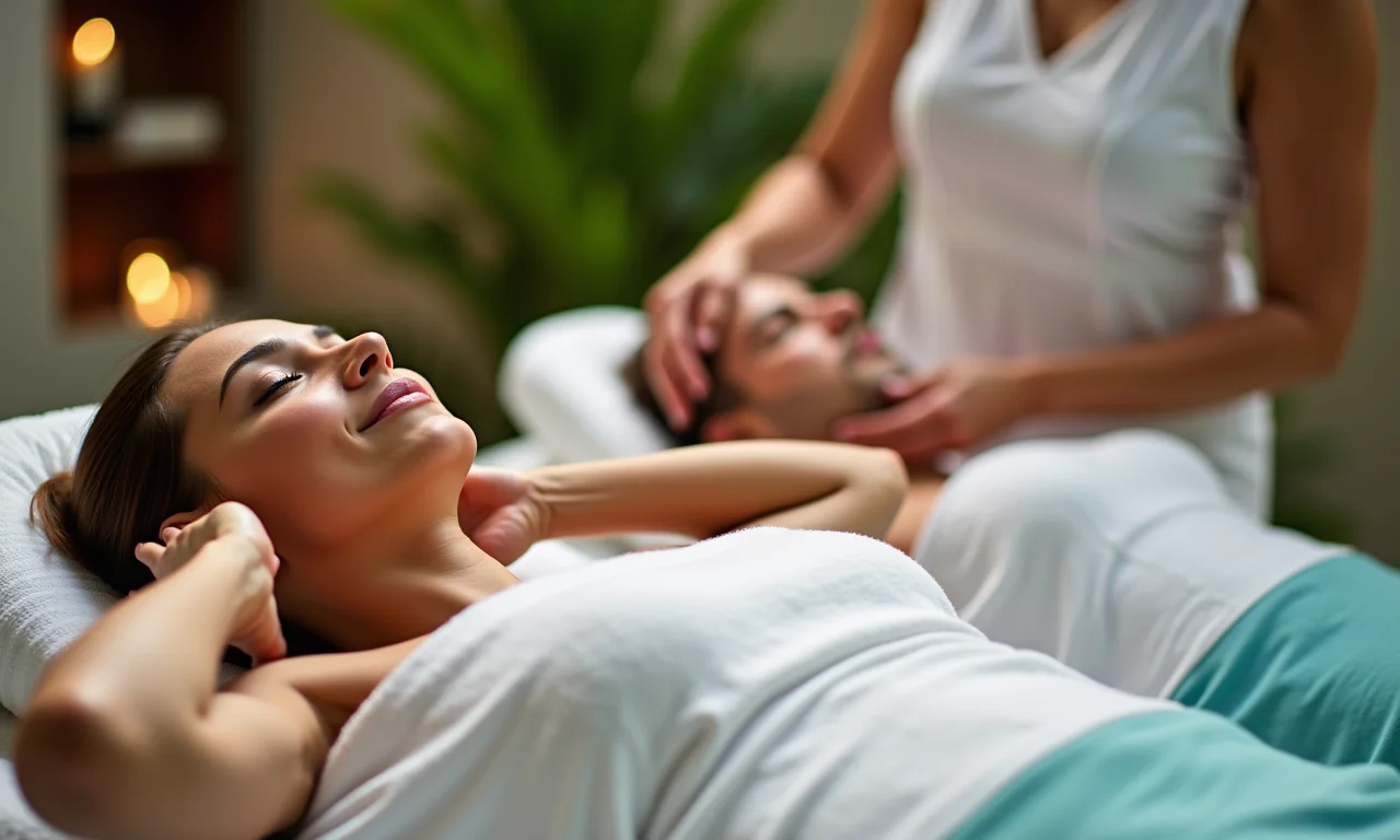 Adultos relaxando em um spa no Grand Palladium Imbassaí.