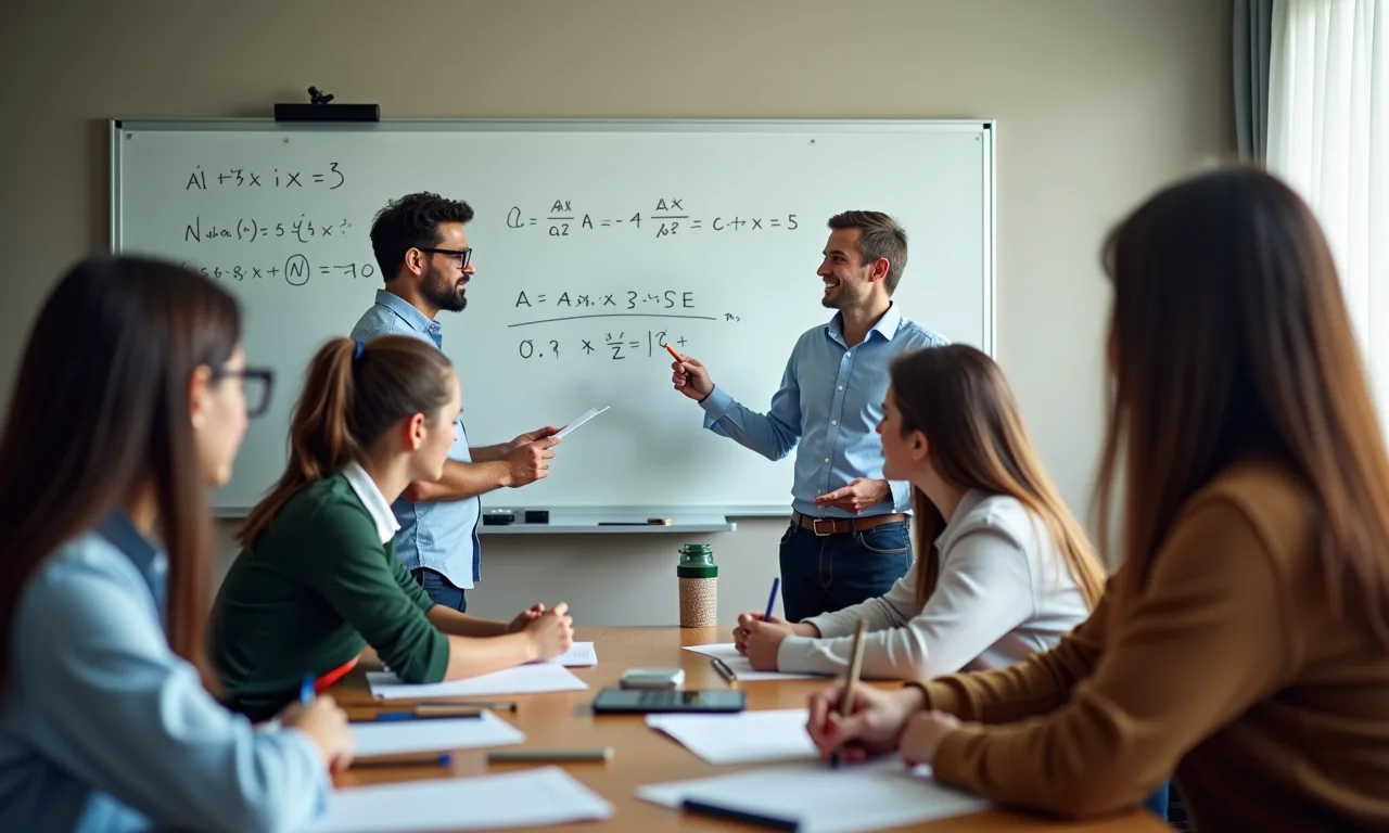 Alunos discutindo áreas do conhecimento em sala de aula.