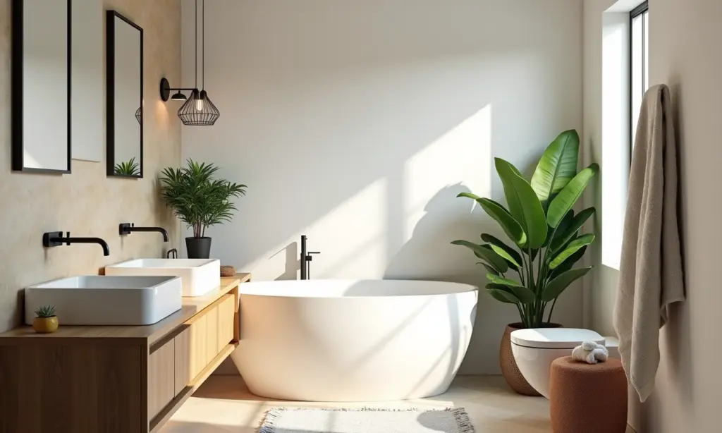 Banheiro Pequeno e Simples: 25 Ideias Para Otimizar Banheiro pequeno e bem decorado com estilo brasileiro e iluminação natural.