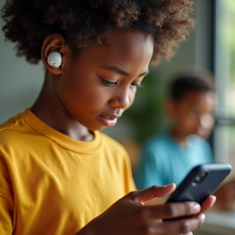 Como Conectar Fone Bluetooth em Qualquer Celular Jovem conectando fones Bluetooth a um smartphone em casa.