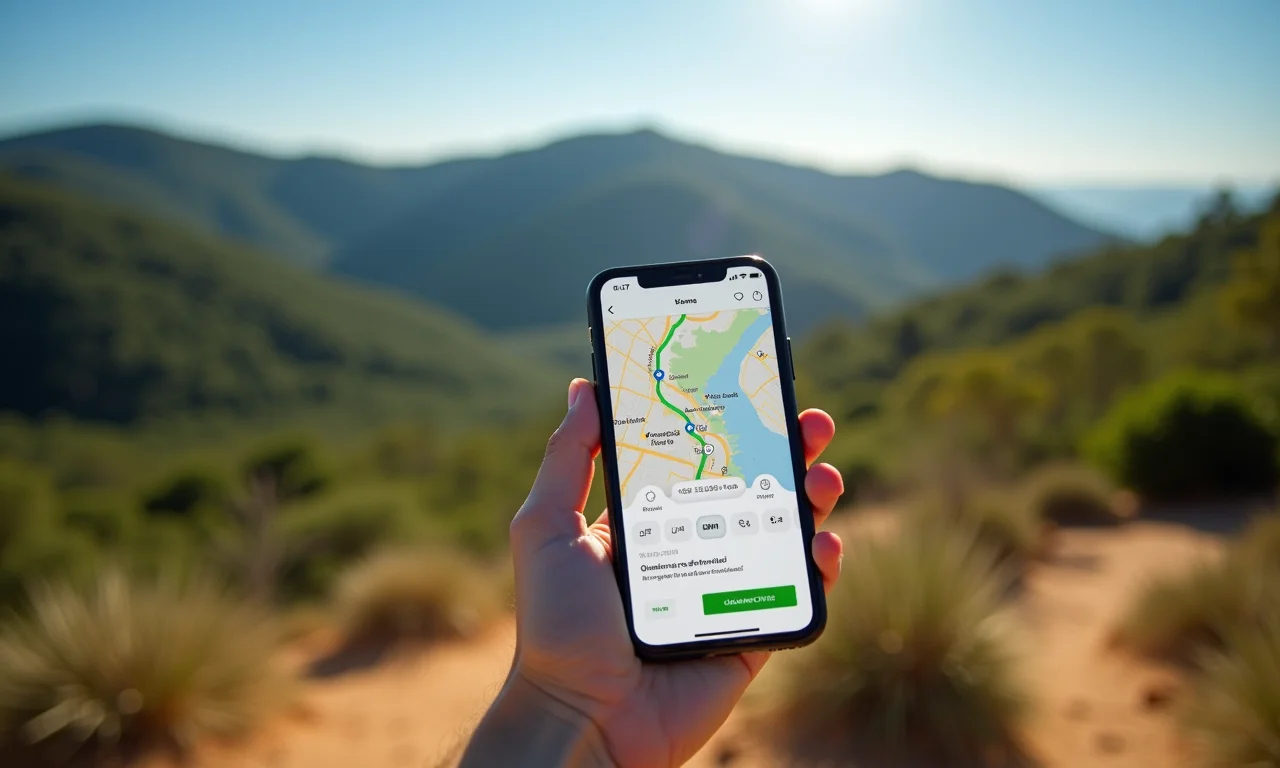 Mão segurando smartphone com aplicativo Mapa 4 Rodas aberto.