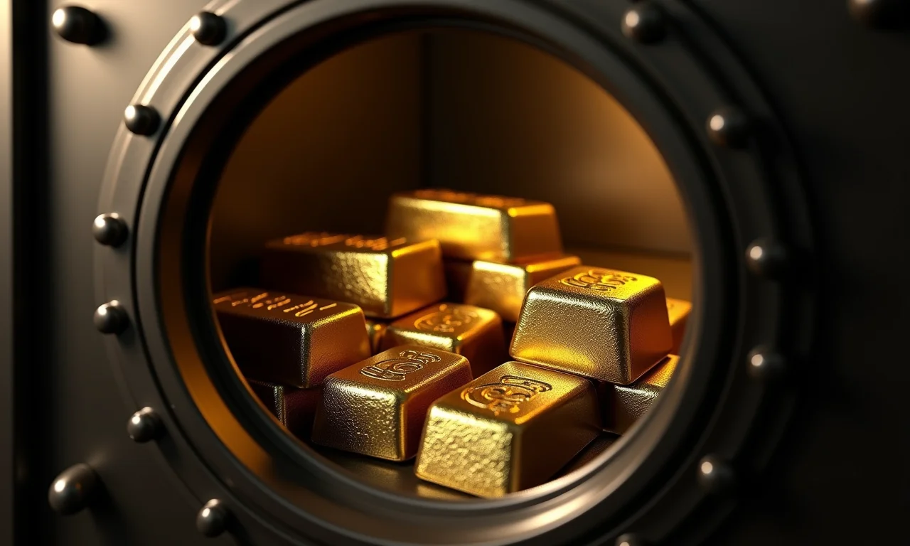 Ouro armazenado em cofre seguro durante crise.