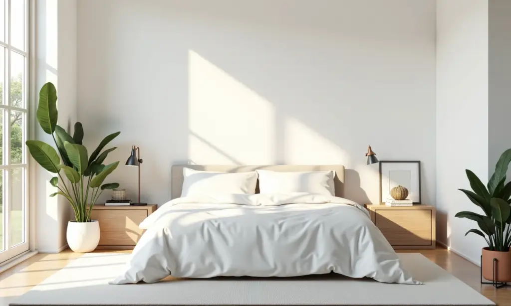 Decoração de Quarto Branco: 20 Ideias Para Não Errar Quarto branco minimalista com toques de cor e design brasileiro.