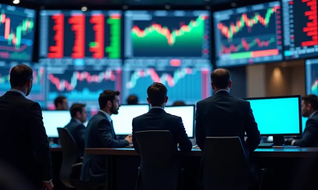 Visão da bolsa de valores durante o lançamento de um IPO.