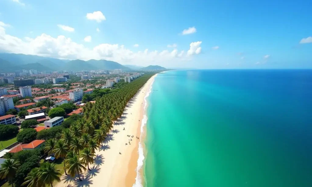 Vista aérea da Praia de Ponta Verde em Maceió, Alagoas.