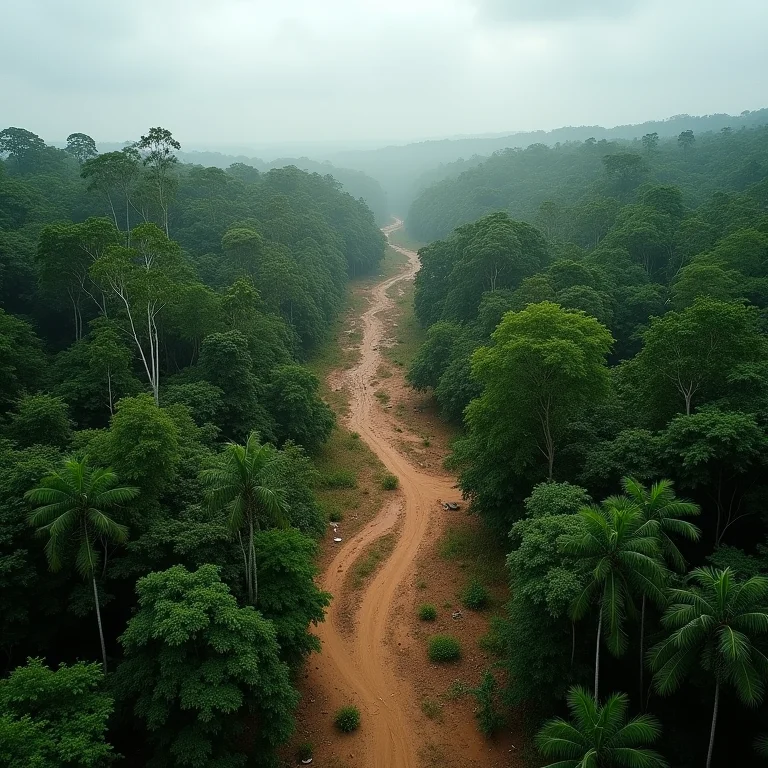Área desmatada na Amazônia com contraste entre floresta e terra devastada