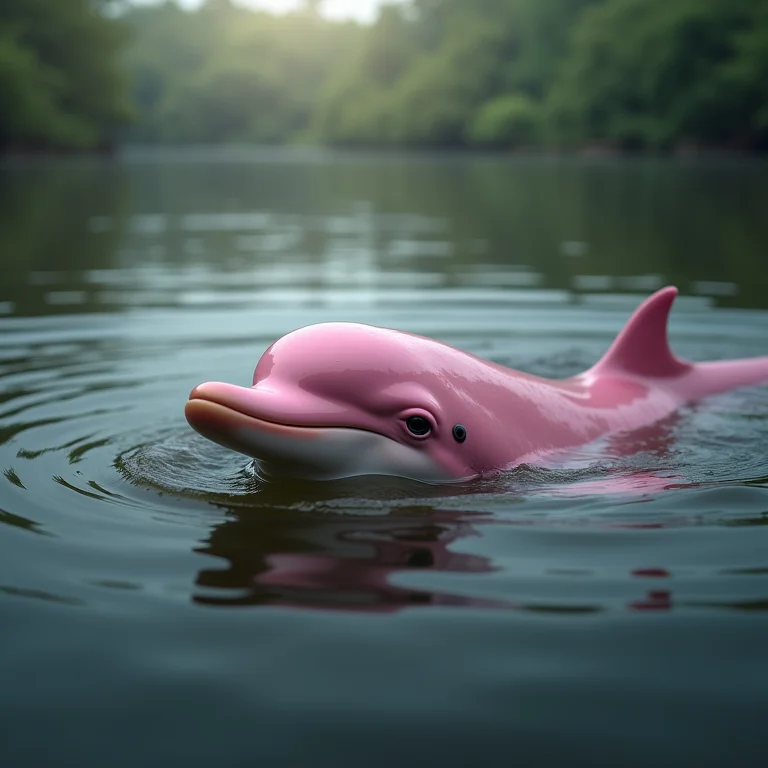 Boto cor-de-rosa nadando no rio Amazonas