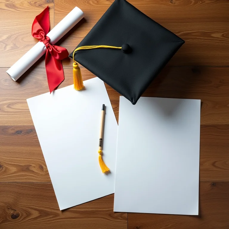 Composição de diplomas e certificado para representar formação acadêmica.