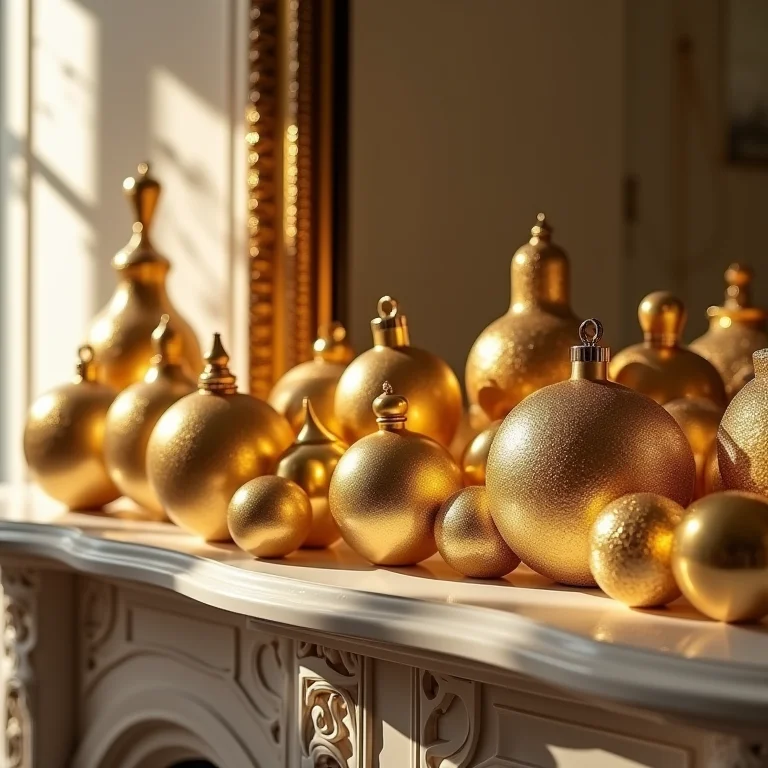 Decoração de Natal dourada em estilo Art Déco