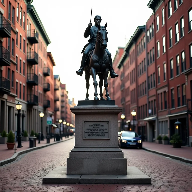 Estátua de Paul Revere no North End de Boston.