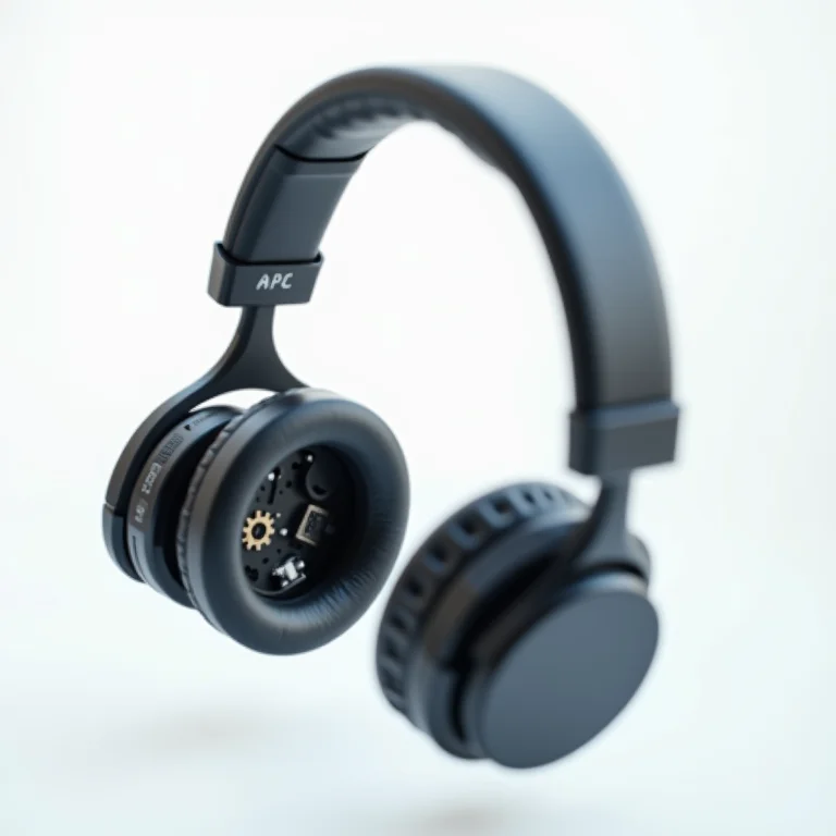 Fones de ouvido sem fio desmontados mostrando componentes internos e tecnologia.