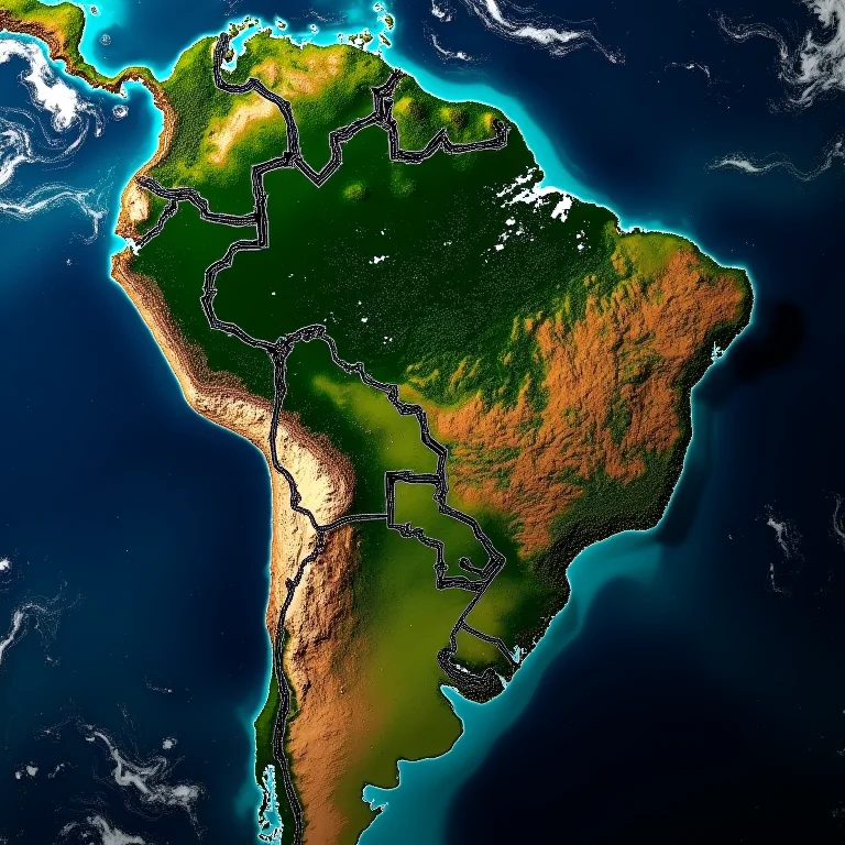 Imagem de satélite mostrando desmatamento na Amazônia