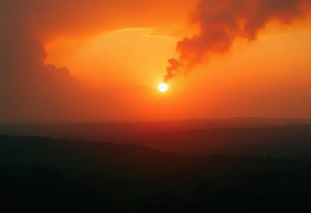 Incêndio devastador na Amazônia consumindo a floresta
