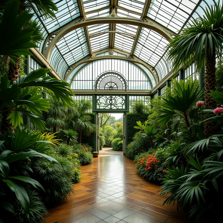 Jardim Botânico de Curitiba com estufa icônica e vegetação exuberante