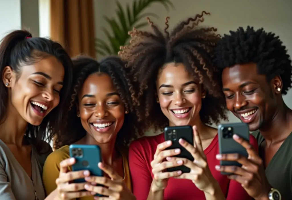 Jovens diversos usando o TikTok de forma criativa