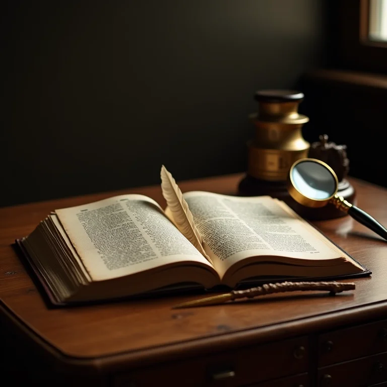 Livros antigos de direito e pena em mesa
