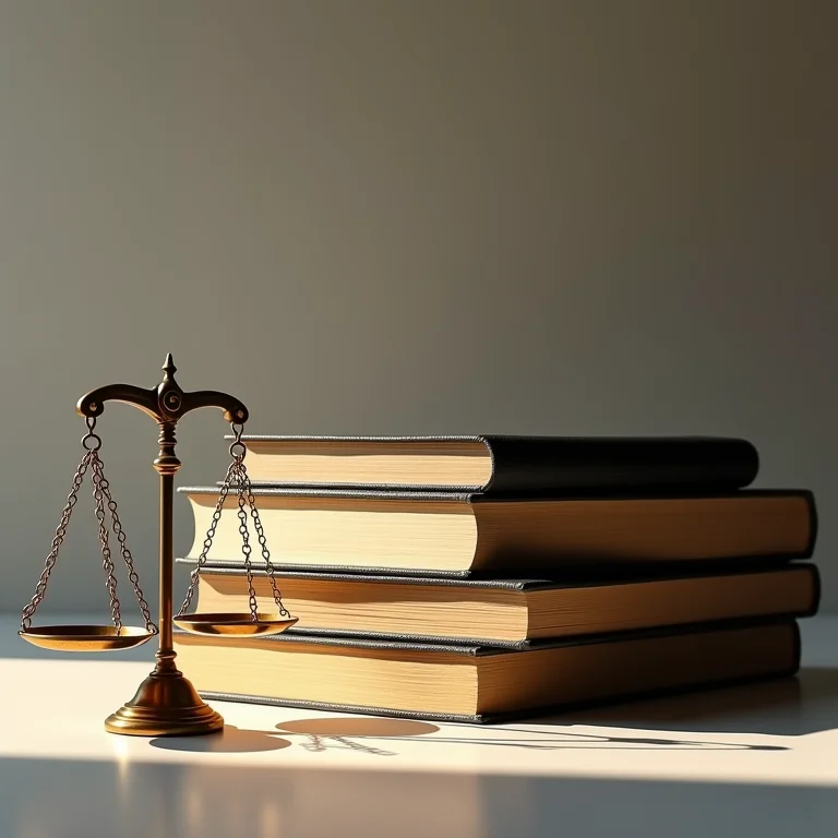 Livros de direito empilhados com balança antiga, representando a definição legal de abandono afetivo