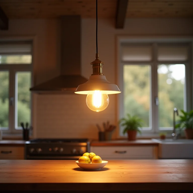 Luminária pendente retrô em cozinha