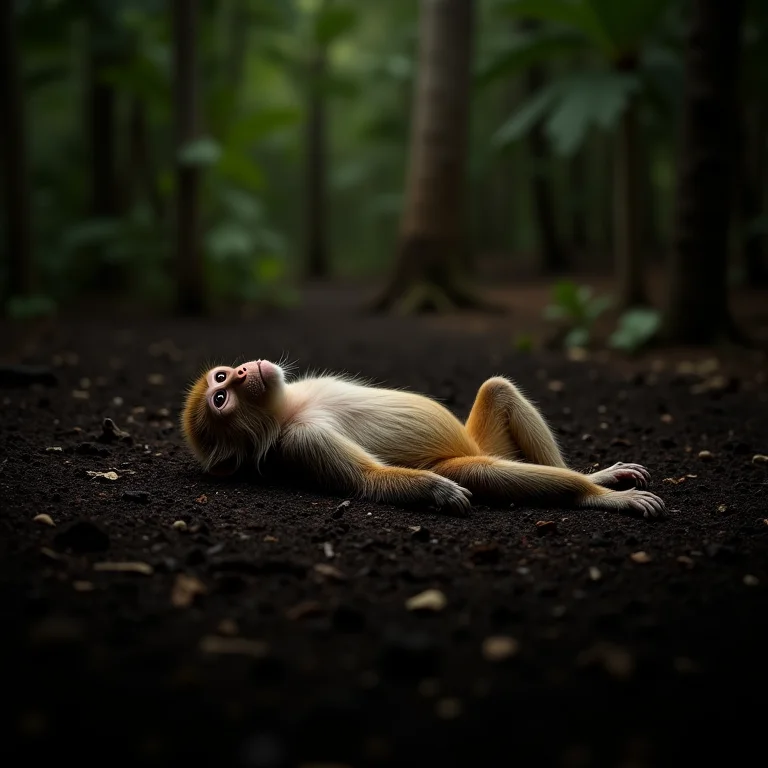 Macaco morto em terra queimada na Amazônia