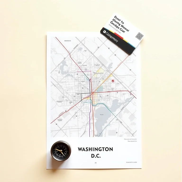 Mapa de Washington D.C. com rotas de transporte destacadas