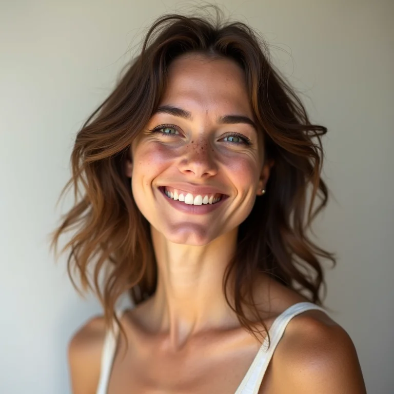 Mulher branca com cabelo ondulado estilizando penteado fácil