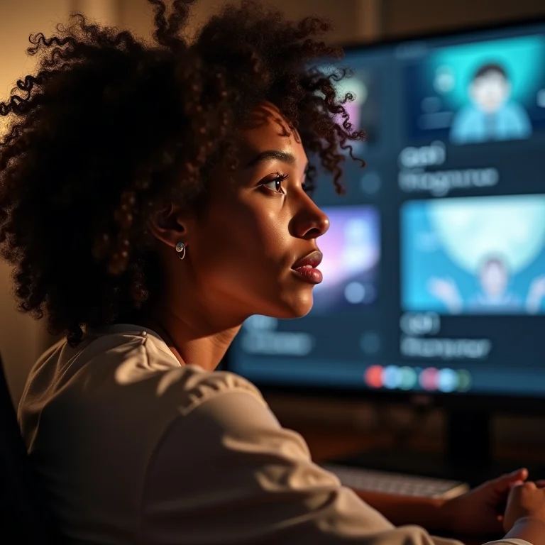 Mulher branca escolhendo a plataforma de jogos em nuvem ideal