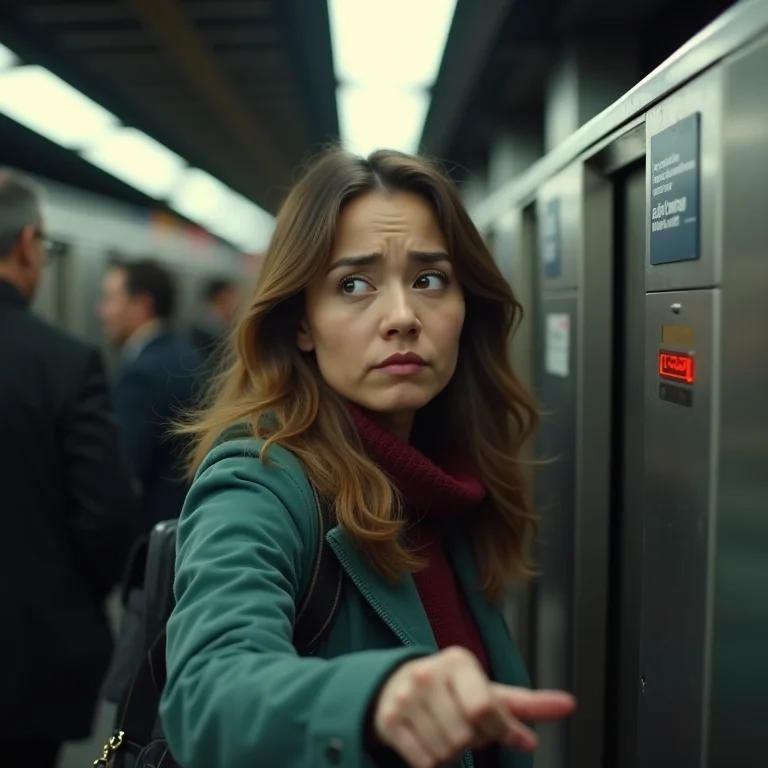 Mulher confusa tentando usar o metrô de Boston