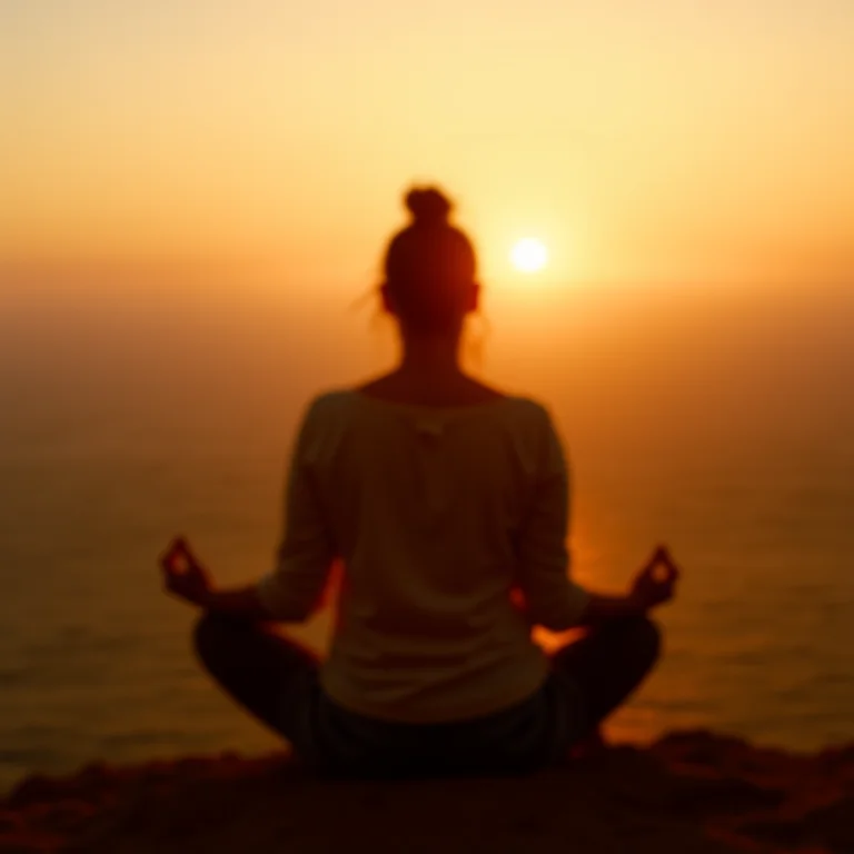 Mulher latina meditando no Morro da Baleia