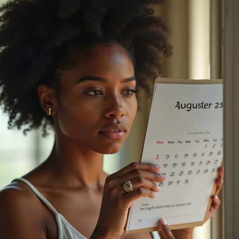 Mulher latina olhando um calendário