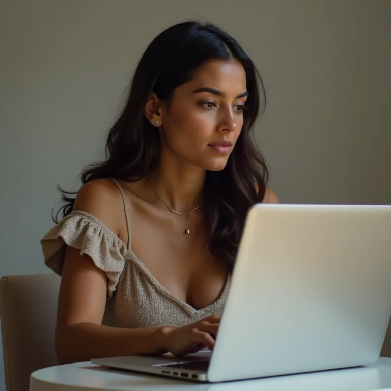 Mulher latina participando de fórum online