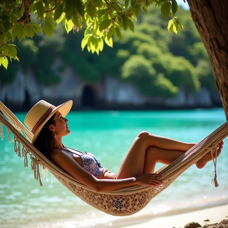 Mulher parda relaxando em Ilha Grande