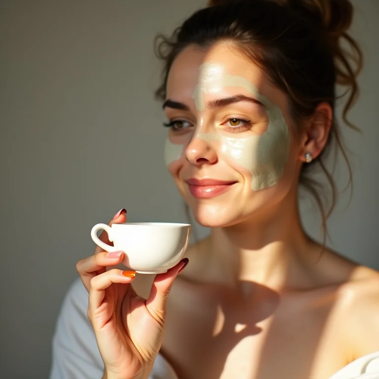 Mulher preparando tratamento facial com ervas e especiarias
