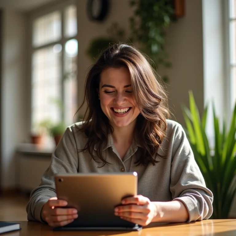 Mulher usando a Matriz de Eisenhower em um tablet