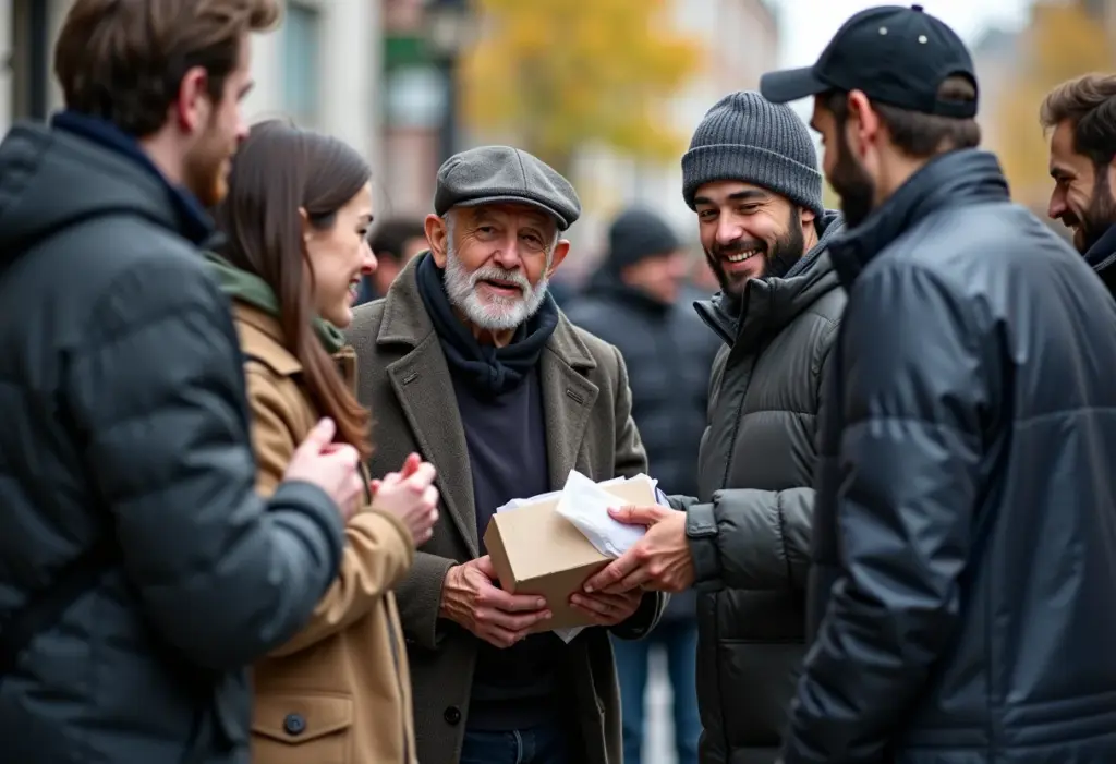 Direito de Família: Como proteger pessoas em situação de rua? Pessoas oferecendo apoio a uma pessoa em situação de rua