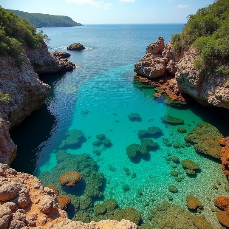 Piscinas naturais em Taipu de Fora com corais coloridos