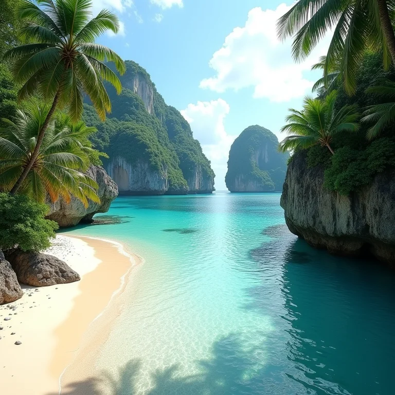 Praia paradisíaca com águas cristalinas
