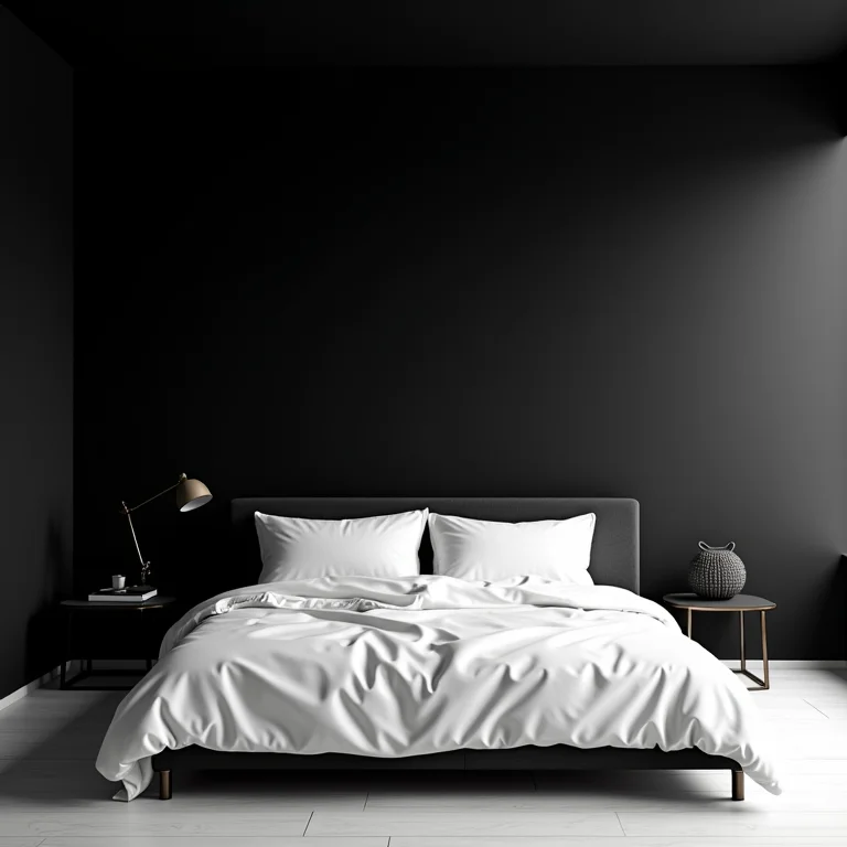 Quarto preto e branco com contraste excessivo