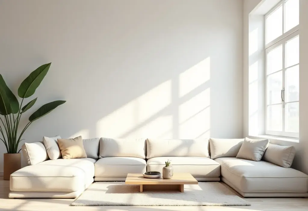 Sala de estar moderna com erros de design comuns
