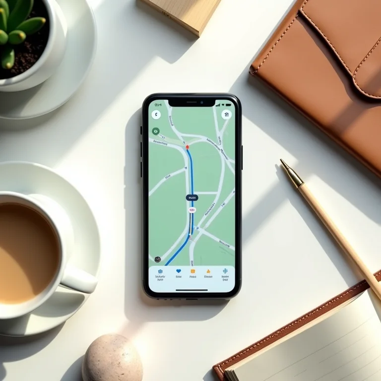 Smartphone mostrando aplicativo de navegação